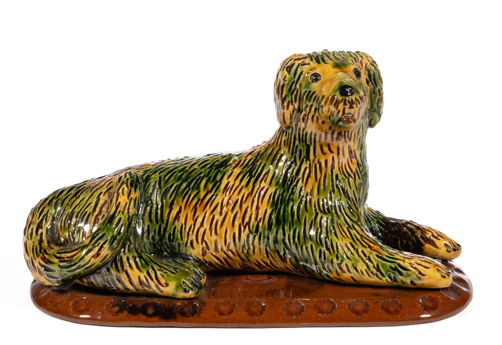 BREININGER POTTERY CONTEMPORARY POLYCHROME-DECORATED EARTHENWARE / REDWARE DOG FIGURE (1 of 5)
