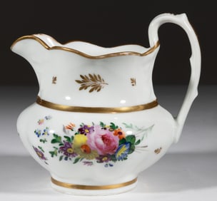 SMITH, FIFE & CO. ATTRIBUTED, PHILADELPHIA, PENNSYLVANIA HAND-PAINTED PORCELAIN PITCHER