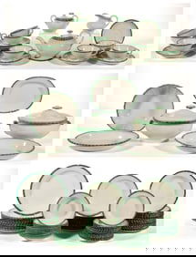 ITALIAN ANDRA GALVANI CERAMICHE (1811-1969) SHELL EDGE CERAMIC TEA AND TABLE 87-PIECE SET