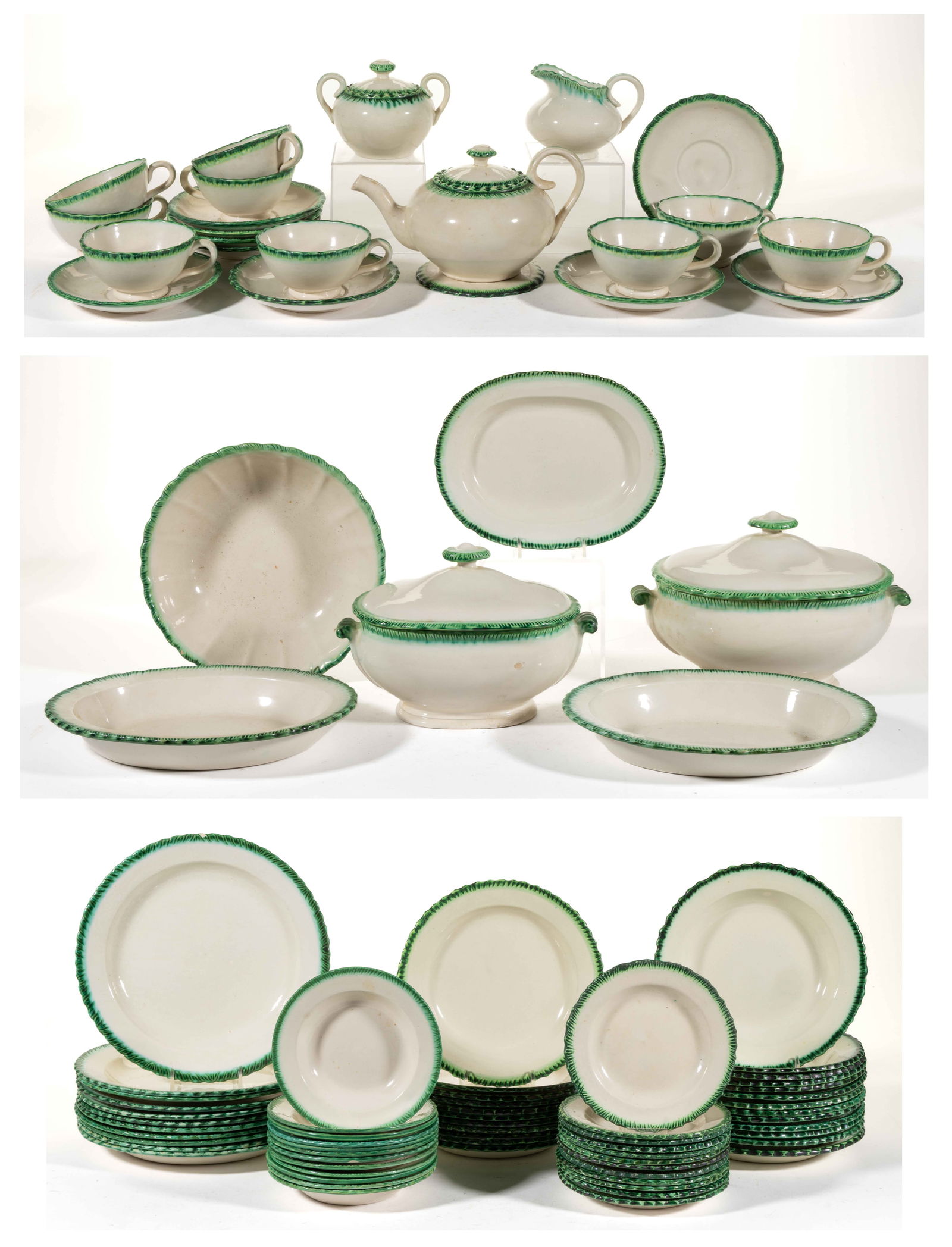 ITALIAN ANDRA GALVANI CERAMICHE (1811-1969) SHELL EDGE CERAMIC TEA AND TABLE 87-PIECE SET (1 of 4)