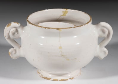 ENGLISH DELFT TIN-GLAZED EARTHENWARE BROTH POT