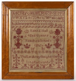 REEDHAM SCHOOL, BRITISH PICTORIAL NEEDLEWORK SAMPLER