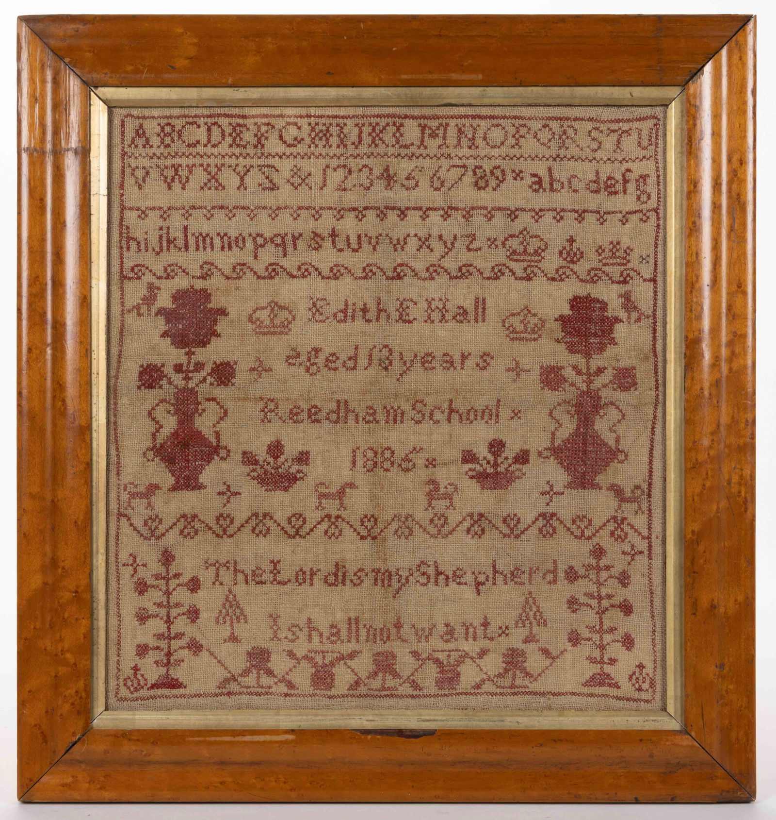 REEDHAM SCHOOL, BRITISH PICTORIAL NEEDLEWORK SAMPLER (1 of 3)