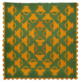 AMERICAN "BASKET" PIECED QUILT