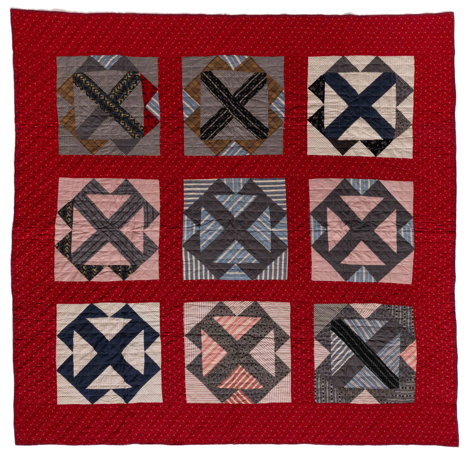 AMERICAN "TEXAS TEARS / T SQUARE" PIECED QUILT (1 of 4)