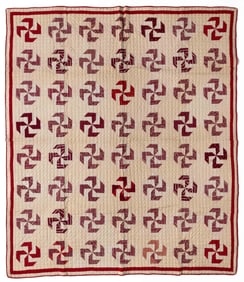 AMERICAN DATED "PINWHEEL / ZIG ZAG" PIECED QUILT