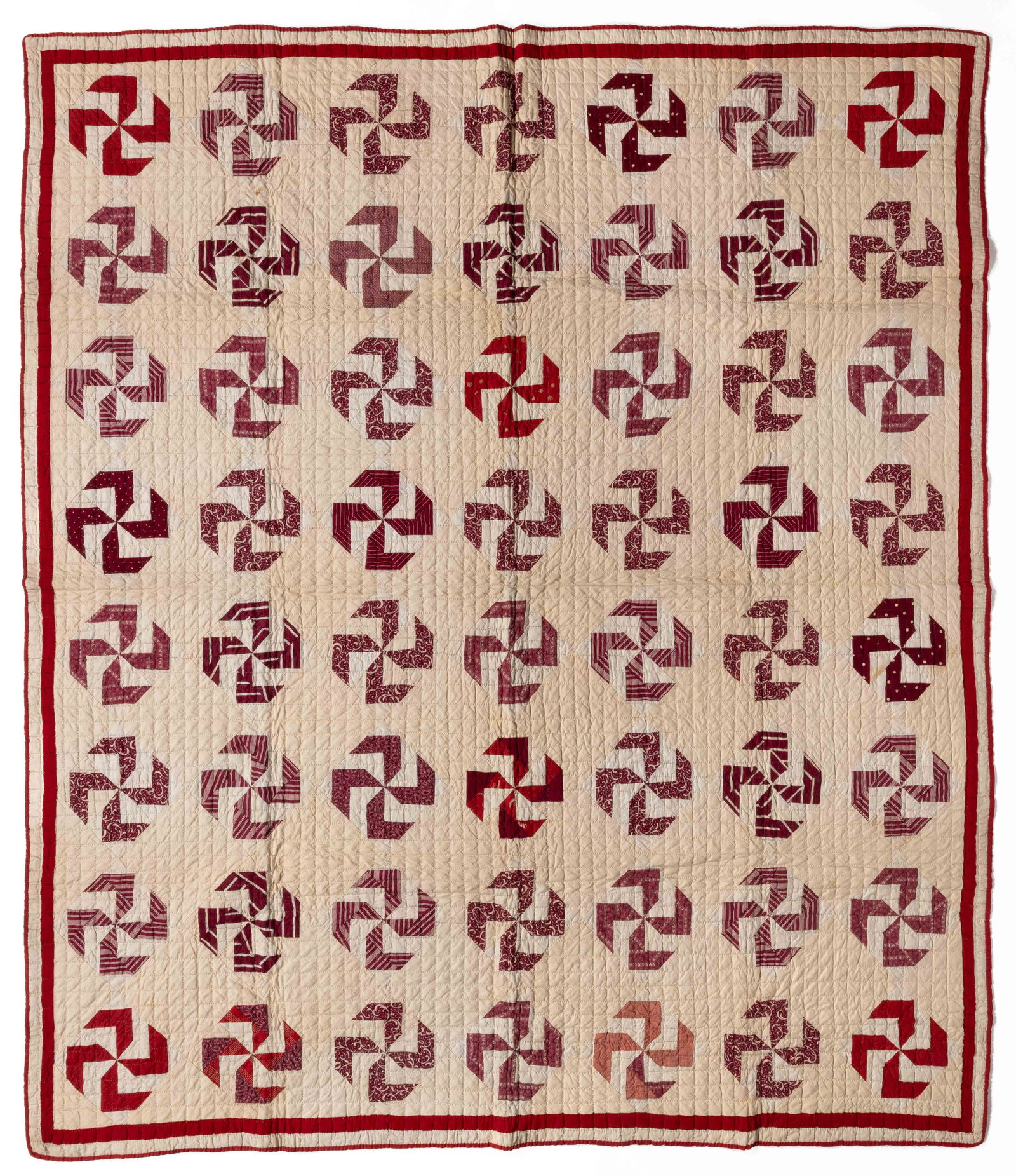 AMERICAN DATED "PINWHEEL / ZIG ZAG" PIECED QUILT (1 of 6)