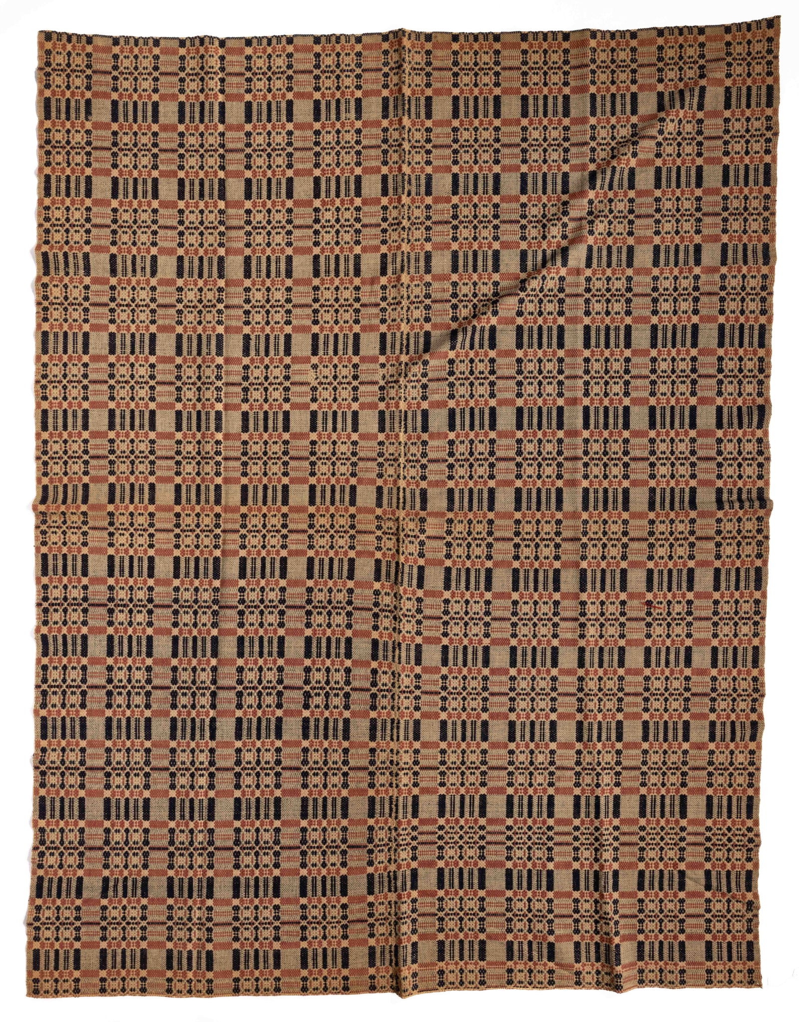 SHENANDOAH VALLEY OF VIRGINIA "DOUBLE CHARIOT WHEELS" OVERSHOT COVERLET (1 of 5)