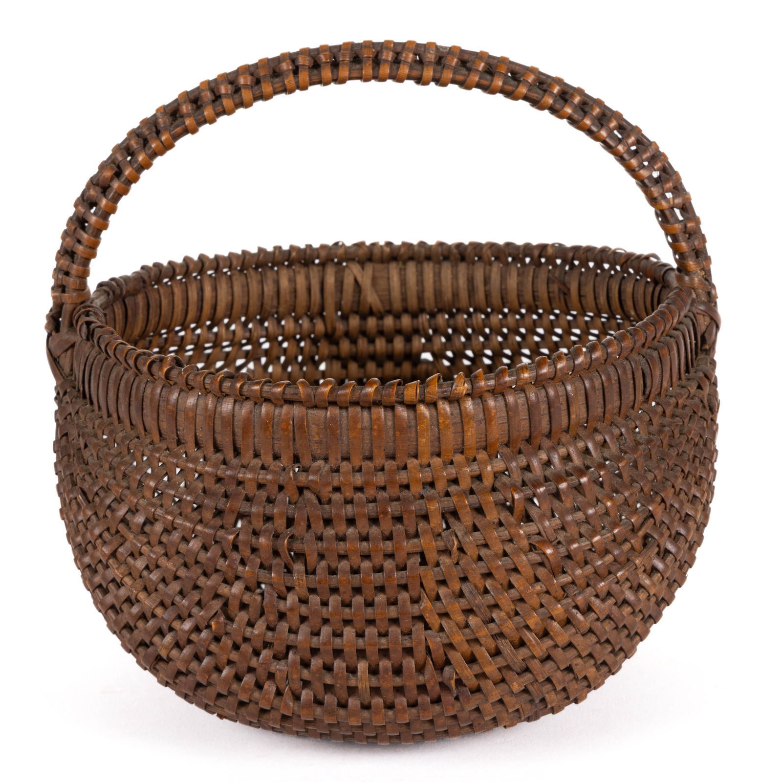 VERY FINE SOUTHERN APPALACHIAN / NORTH CAROLINA, DIMINUTIVE RIB-TYPE WOVEN-SPLINT BASKET (1 of 5)