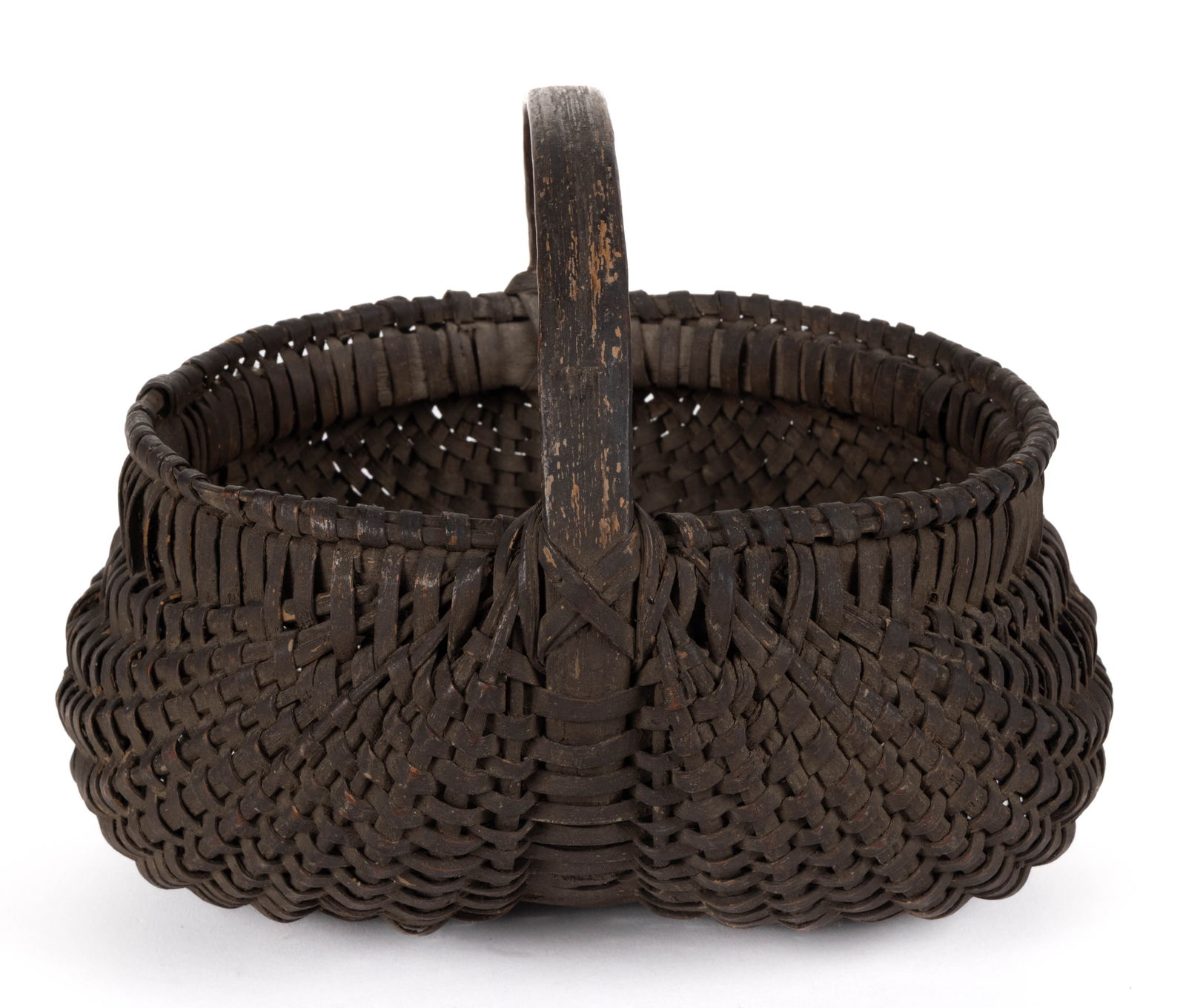 CAMPBELL CO., VIRGINIA, ATTRIBUTED, PAINTED RIB-TYPE WOVEN-SPLINT BASKET (1 of 5)