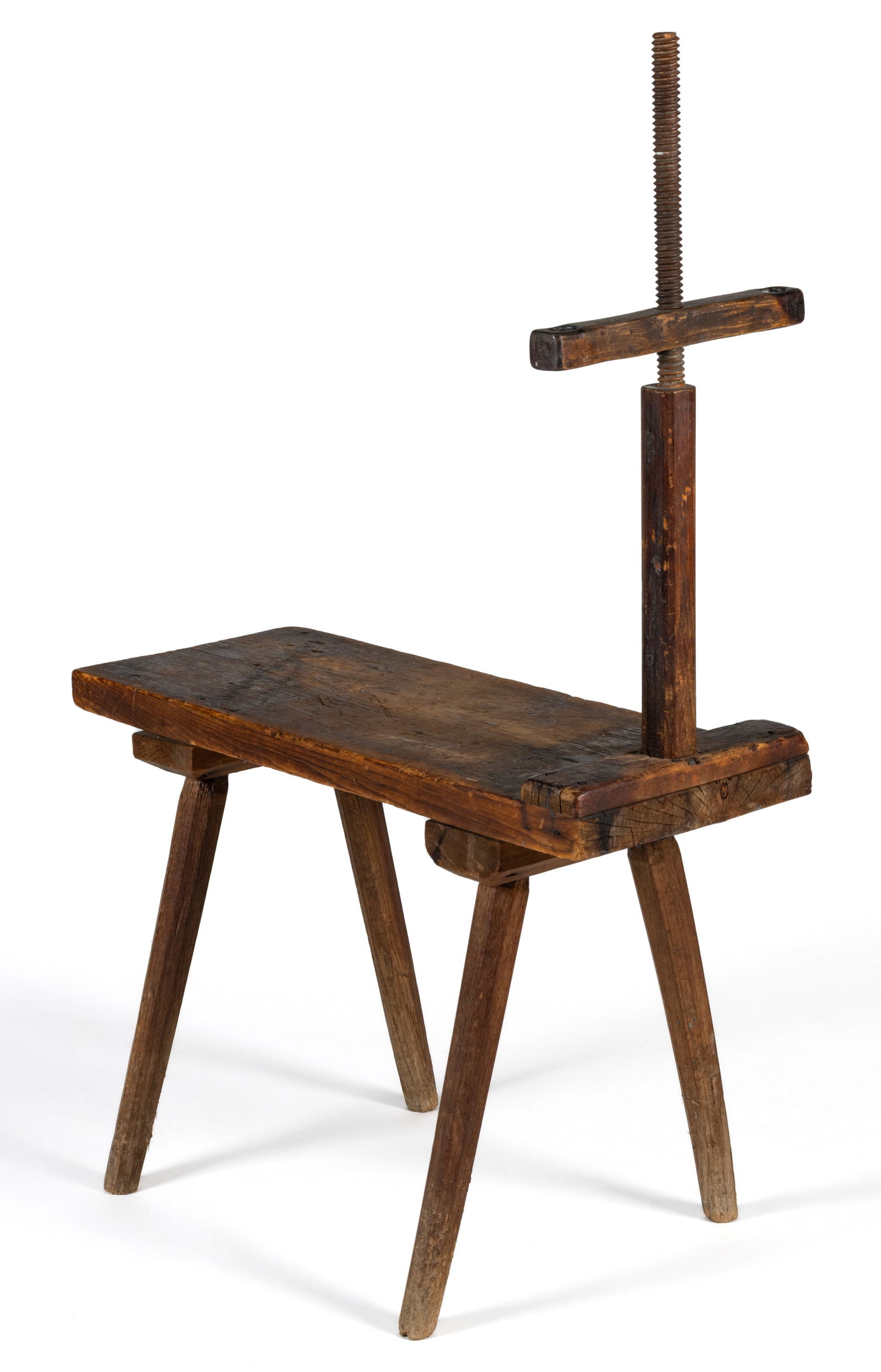 AMERICAN PRIMITIVE PINE ADJUSTABLE DOUBLE-SOCKET CANDLESTAND / WORKBENCH (1 of 2)