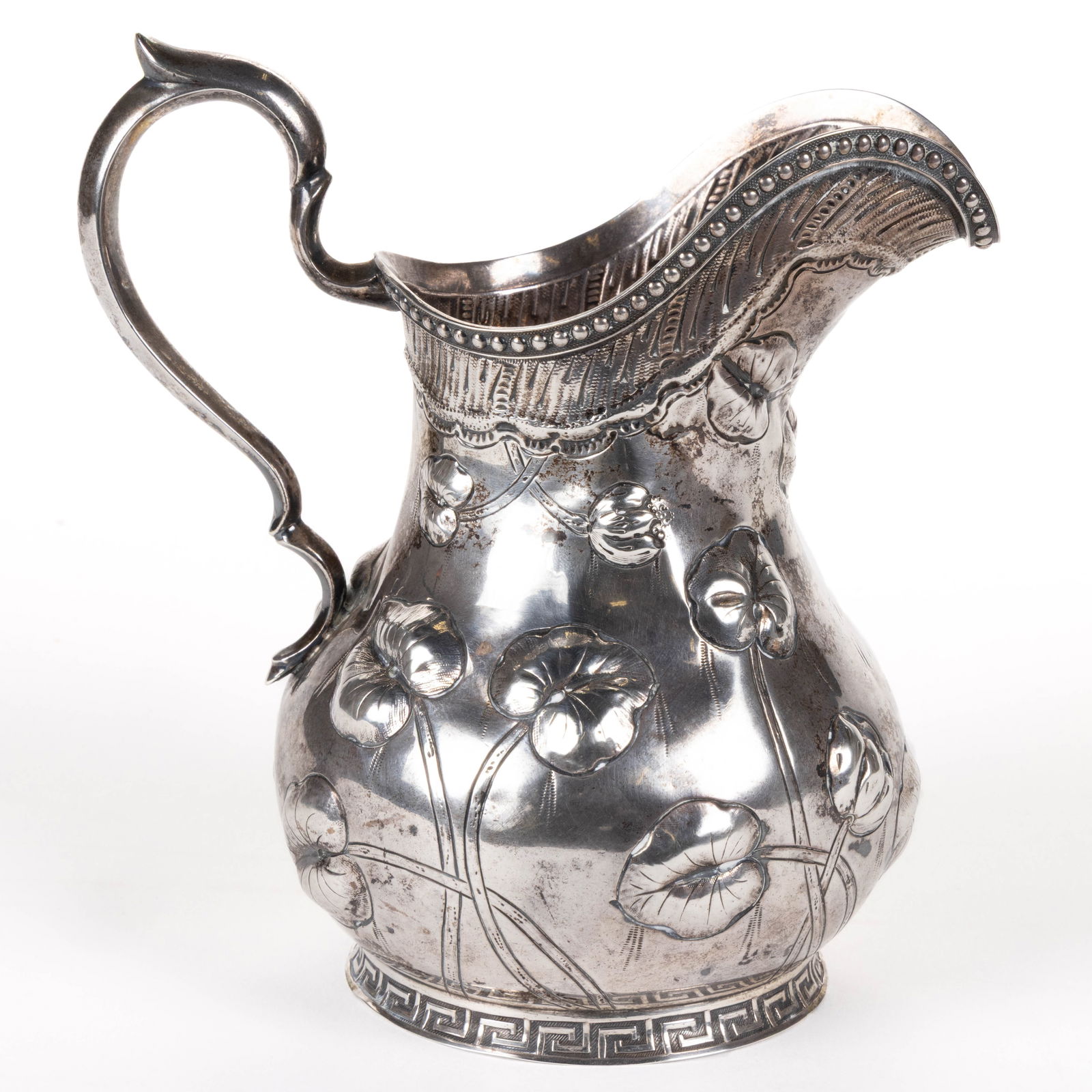 MITCHELL & TYLER, RICHMOND, VIRGINIA RETAILED REPOUSSE COIN SILVER CREAMER (1 of 5)