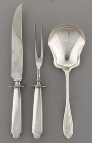 MARTIN FAMILY, FARMVILLE, VIRGINIA OWNED STERLING SILVER SERVING UTENSILS, LOT OF THREE