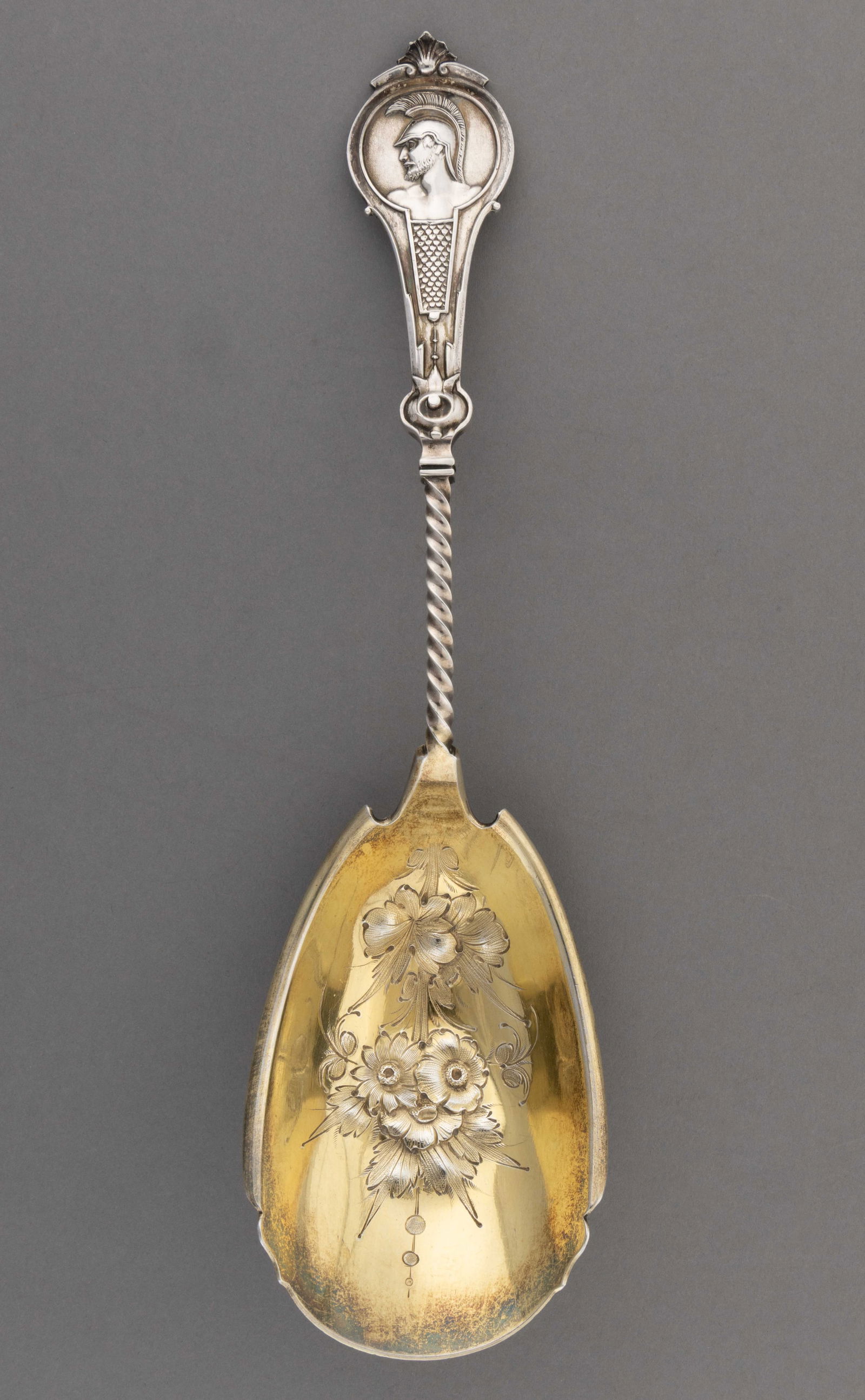 WOOD & HUGHES, NEW YORK CITY, NEW YORK "WARRIOR" COIN SILVER BERRY / SERVING SPOON (1 of 2)