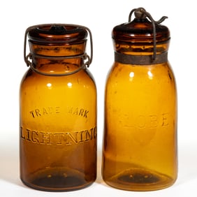 ASSORTED GLASS QUART FRUIT JARS, LOT OF TWO