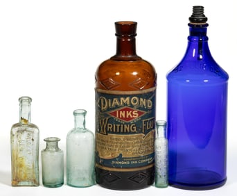 AMERICAN MASTER INK AND OTHER BOTTLES, LOT OF SIX