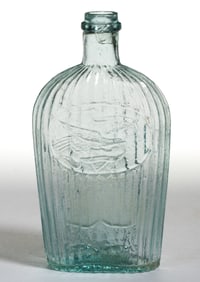 GII-36 LOUISVILLE EAGLE AND RIBS PICTORIAL / HISTORICAL FLASK