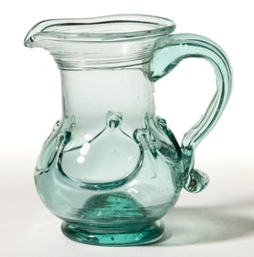 FINE FREE-BLOWN TYPE 1 LILY-PAD DECORATED DIMINUTIVE CREAM JUG