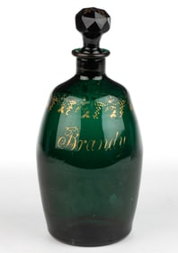 ENGLISH FREE-BLOWN COLORED GLASS PINT DECANTER