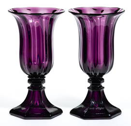 PRESSED AND PILLAR-MOLDED PAIR OF TULIP VASES