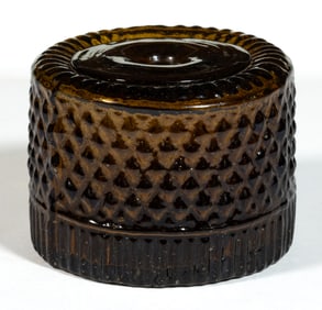 GII-18 BLOWN-MOLDED THREE MOLD GEOMETRIC INKWELL / INK BOTTLE
