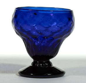 PATTERN-MOLDED DIAMOND-QUILT GLASS OPEN SALT