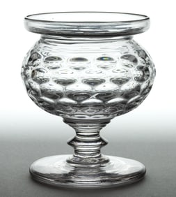 PATTERN-MOLDED GLASS FOOTED SUGAR BOWL