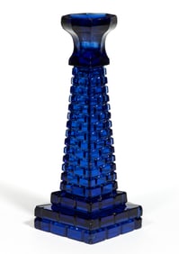 RARE WHEELING, VIRGINIA (NOW WEST VIRGINIA) PRESSED TOWER FIGURAL CANDLESTICK