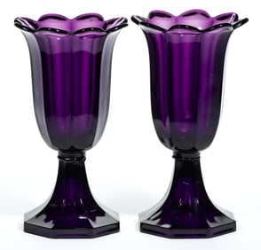 PRESSED SANDWICH PAIR OF TULIP VASES