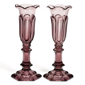 PRESSED LOOP / LEAF PAIR OF VASES