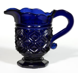 PRESSED GLASS DIAMOND PATTERN CREAMER
