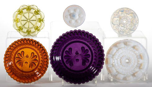 ASSORTED EARLY PRESSED GLASS ARTICLES, LOT OF SIX