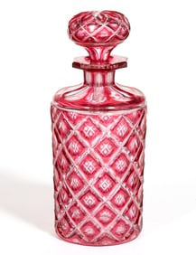 CUT OVERLAY DIAMOND THUMBPRINT COLOGNE BOTTLE