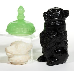 ASSORTED PRESSED GLASS POMADE ARTICLES, LOT OF THREE