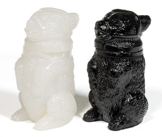 PRESSED MUZZLED BEAR SMALL-SIZE JARS, LOT OF TWO