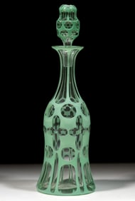 CUT OVERLAY PUNTY AND QUATREFOIL DECANTER