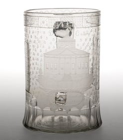 BOHEMIAN FREE-BLOWN ENGRAVED MUG / CAN