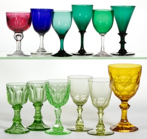 ASSORTED BLOWN AND CUT DRINKING VESSELS, LOT OF 12