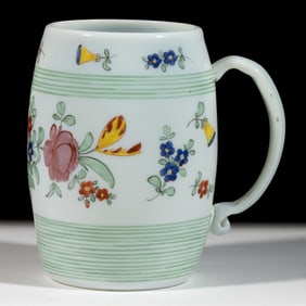 CONTINENTAL FREE-BLOWN OPAL AND ENAMELED MUG