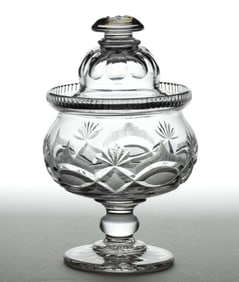 CUT STRAWBERRY DIAMONDS AND FANS COVERED SUGAR BOWL