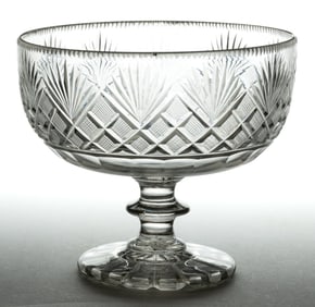 CUT STRAWBERRY DIAMONDS AND FANS DIMINUTIVE OPEN COMPOTE