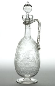 BRITISH BLOWN AND ENGRAVED GLASS DECANTER