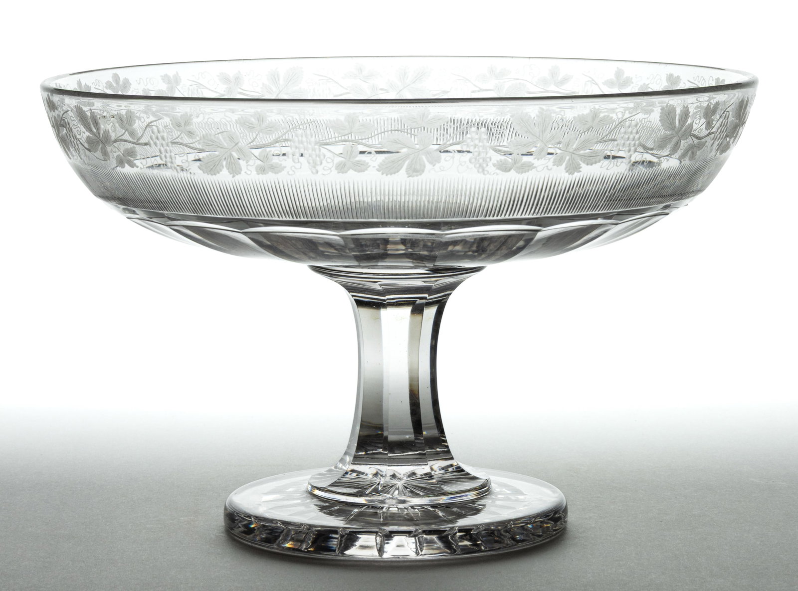 CUT AND ENGRAVED GLASS OPEN COMPOTE (1 of 1)