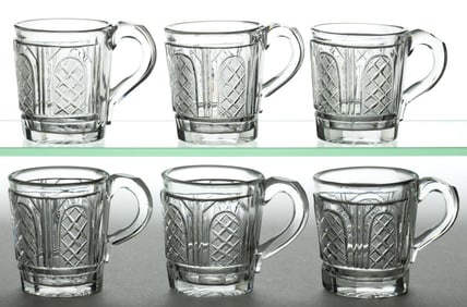 CUT STRAWBERRY DIAMOND PUNCH CUPS, SET OF SIX