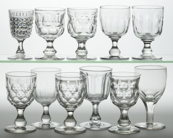 ASSORTED CUT GLASS GOBLETS / DRINKING VESSELS, LOT OF 11