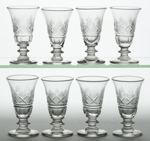 CUT STRAWBERRY DIAMONDS AND FANS JELLY GLASS, SET OF EIGHT