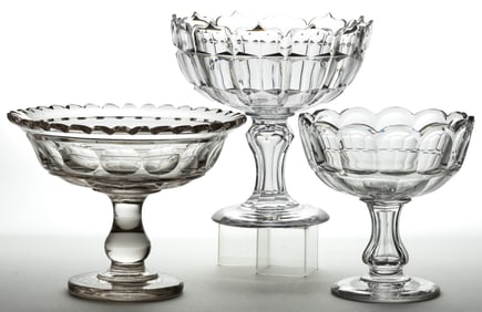 ASSORTED CUT GLASS OPEN COMPOTES, LOT OF THREE