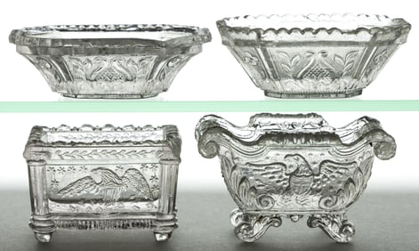 EE EAGLE PRESSED OPEN SALTS, LOT OF FOUR