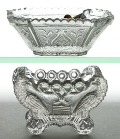 EE EAGLE PRESSED OPEN SALTS, LOT OF TWO