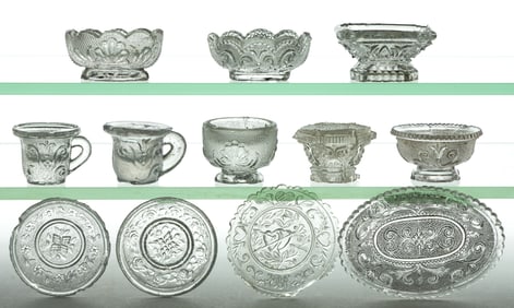 ASSORTED PRESSED LACY TOY ARTICLES, LOT OF TWELVE